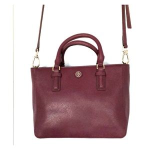 Tory Burch Robinson mini square tote - burgundy